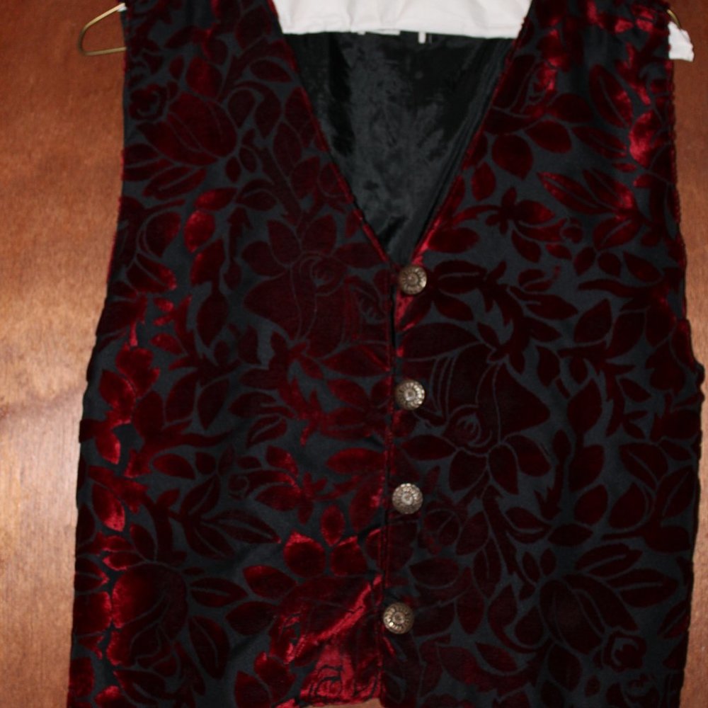 Red velvet vest.